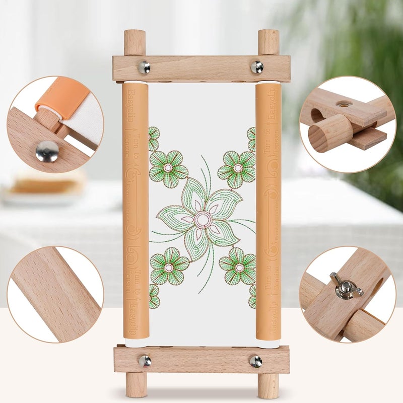GuoFa Embroidery Tapestry Scroll Frame, Mini Cross Stitch Frame, Scroll Embroidery&Quilting Holder for Cross Stitch, Needlepoint, and Sewing Projects (12.6inch*9inch) - Image 3